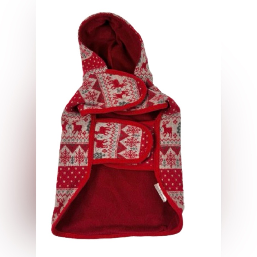 Red Festive Dog Sweater with Hood